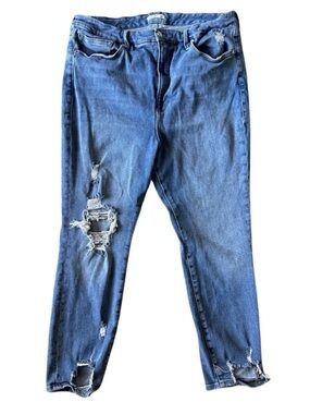 Good American Good Waist Skinny Cropped Jeans, Size 18, Blue